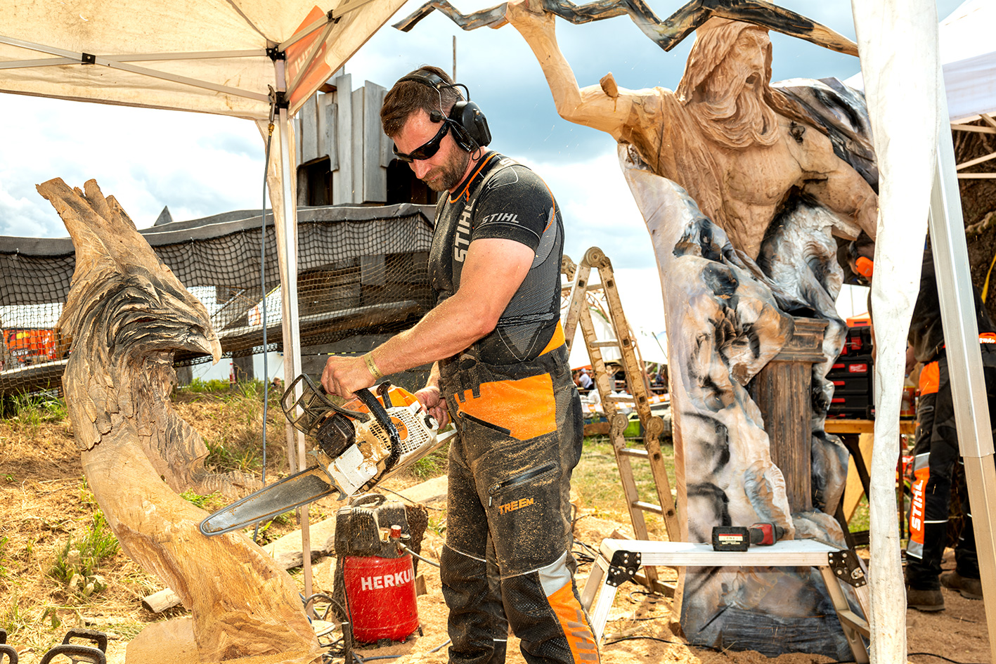 Kettensäge Adler Skulpturen Festival Rauschwitz 343